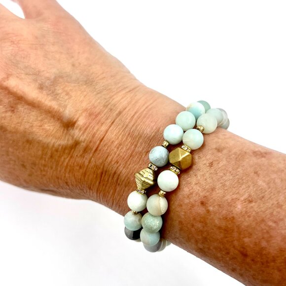 Stacking amazonite beaded bracelet - Picture 3 of 3